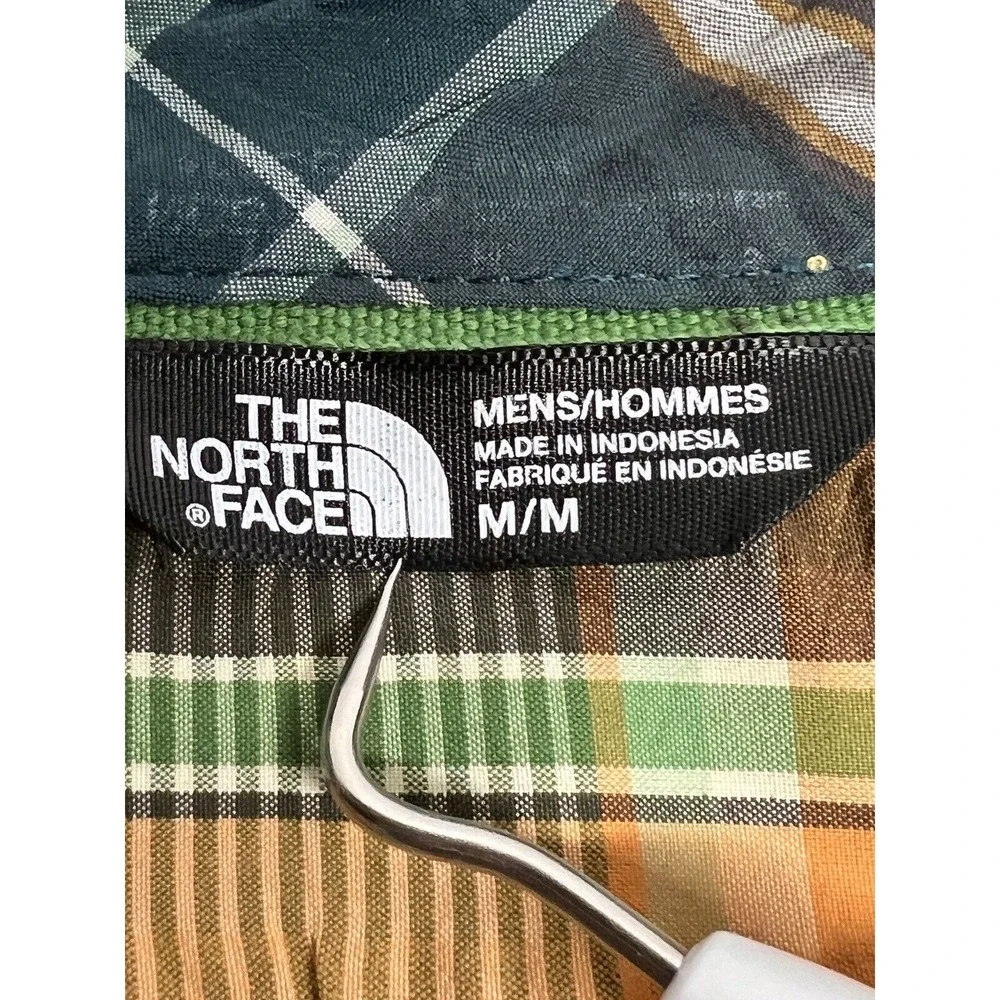 The‎ North Face Plaid Button Up Shirt Mens M Hiking Nylon Blend Outdoors Orange